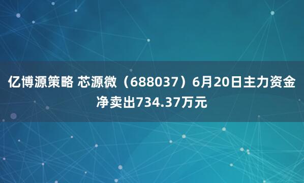 亿博源策略 芯源微（688037）6月20日主力资金净卖出734.37万元