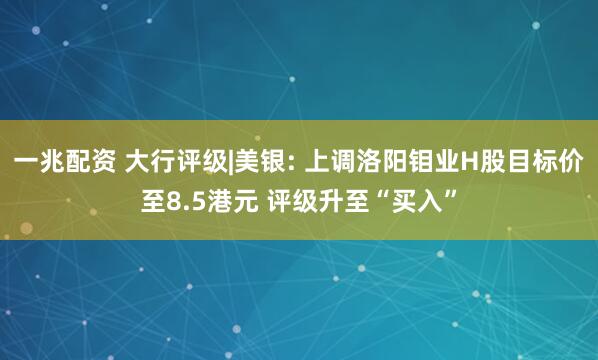 一兆配资 大行评级|美银: 上调洛阳钼业H股目标价至8.5港元 评级升至“买入”